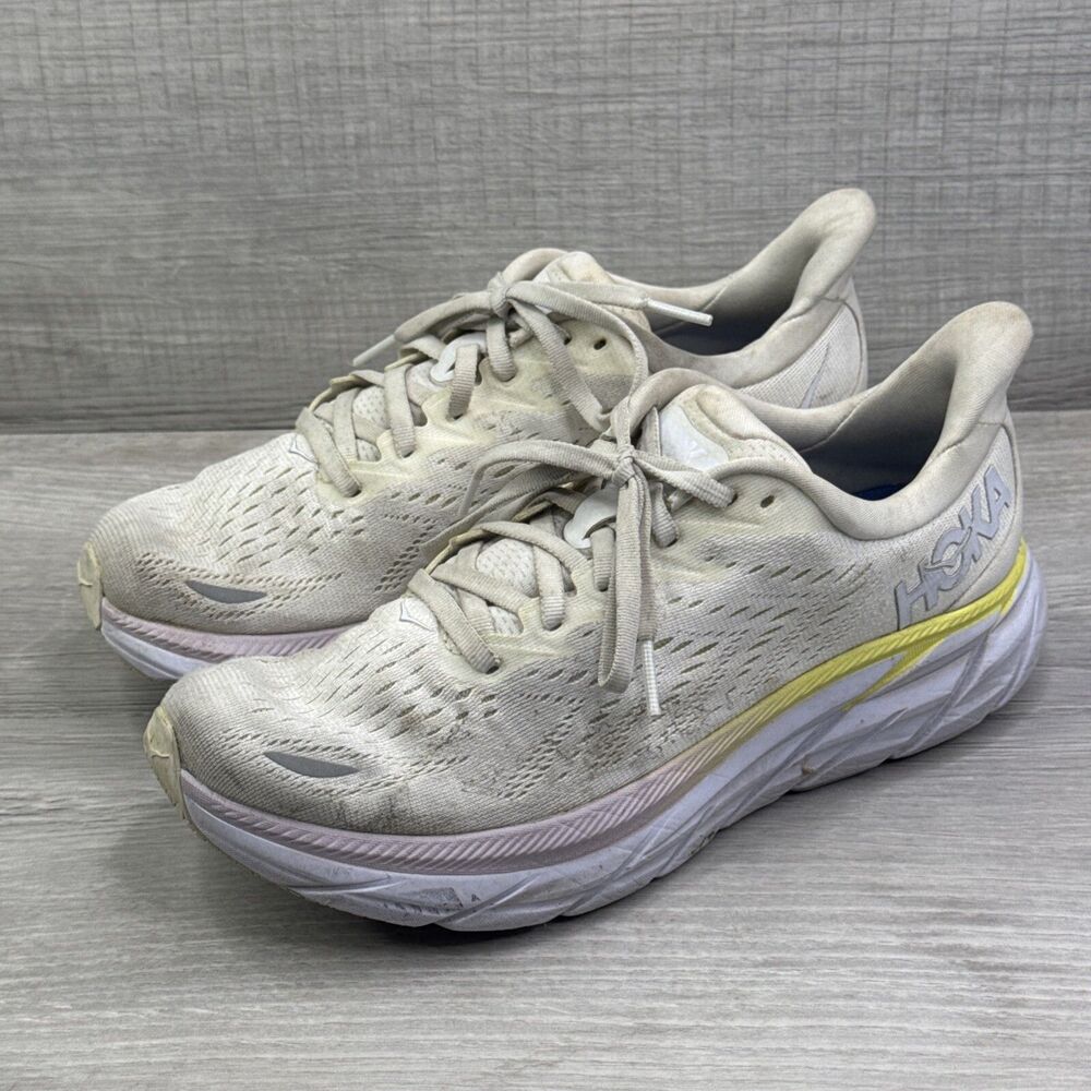 Hoka One One Clifton 8 Blanc De Blanc Bright White Size 7.5 1119394 BDBBW